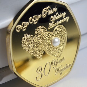 30th 24ct Oro Conmemorativa Aniversario de Bodas & Perla Piedras Preciosas Regalo/presente 30th 24ct Oro Conmemorativa Aniversario de Bodas & Perla Piedras Preciosas Regalo/presente