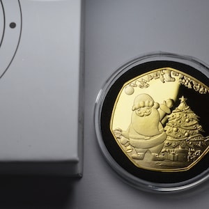 MERRY CHRISTMAS 24ct Gold Commemorative in Capsule & Gift Box. Santa Claus Gift/Present/Stocking/Tree Xmas/Festive Secret Santa