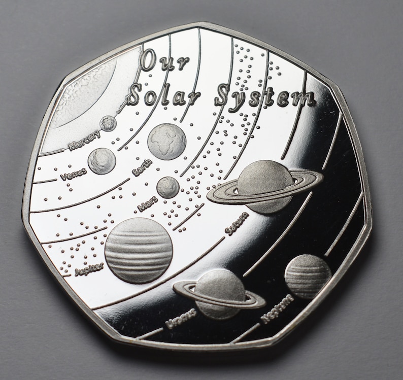 Solar System Money OUR SOLAR SYSTEM .999 Silver Commemorative. Planets/stars/sun/moon ...