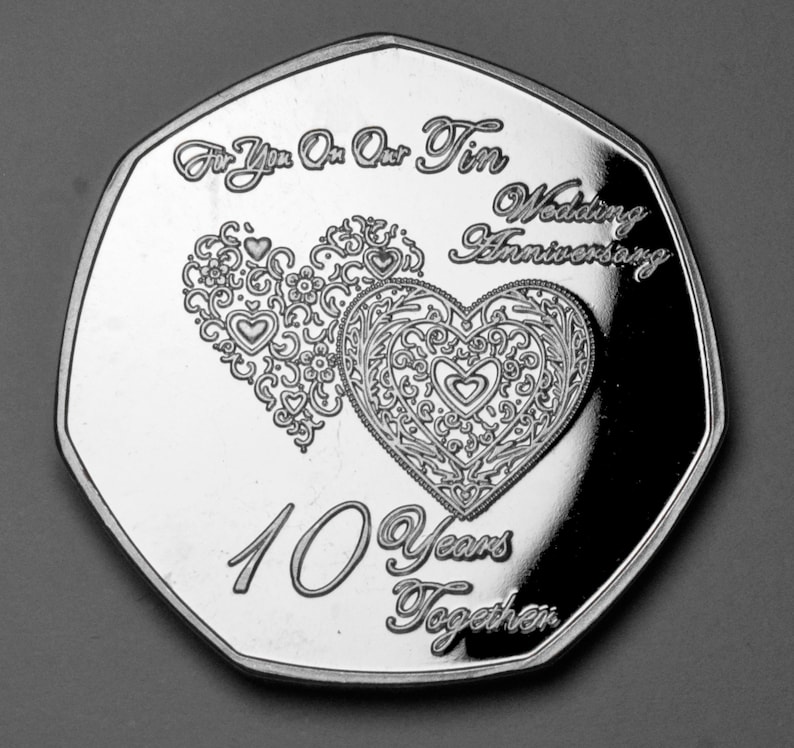 For You On Our 10th TIN WEDDING ANNIVERSARY Silver Commemorative. Gift/Presentation Case. Husband/Wife/Partner/Present. 10 Years Together. image 3