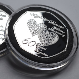Pour vous à l'occasion de votre 60e ANNIVERSAIRE DE MARIAGE DIAMANT Argenté .999. Gélule. Cadeau/cadeau. 60 ans ensemble. Mariage