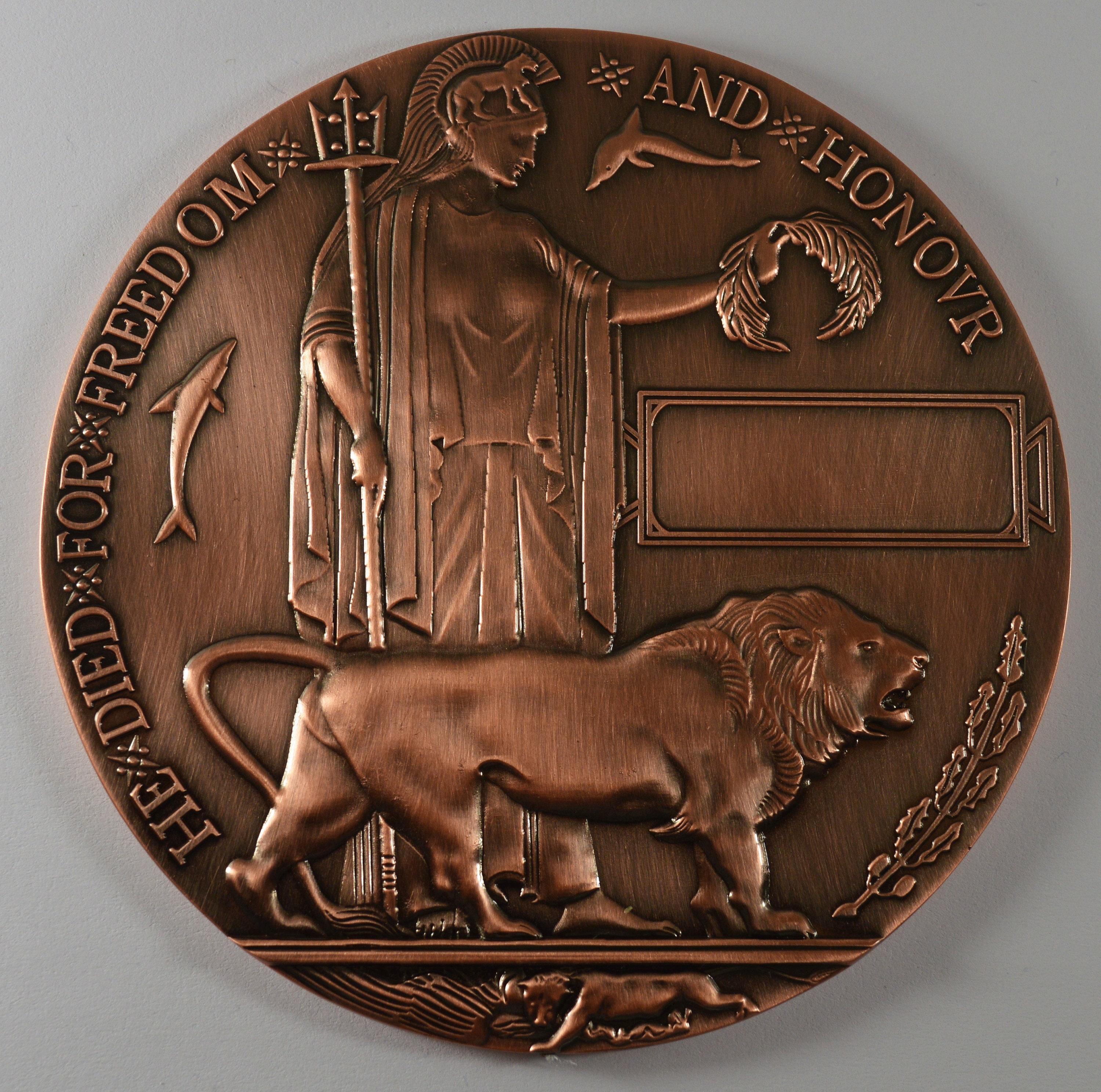 ★アメリカ軍＊ＷＷ1傷痍退役軍メダル（実物） Full Size Bronze World War 1 Memorial/death Plaque 'dead Man's