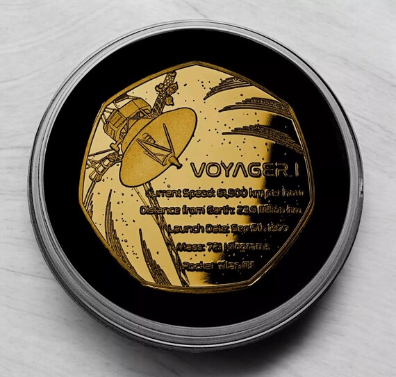VOYAGER 1 SPACECRAFT 24ct Gold Commemorative. Capsule. Golden