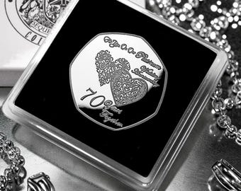 On Our 70th PLATINUM WEDDING ANNIVERSARY Silver Commemorative in Gift Case. Gift/Present Partner/Husband/Wife. 70 Years Together.
