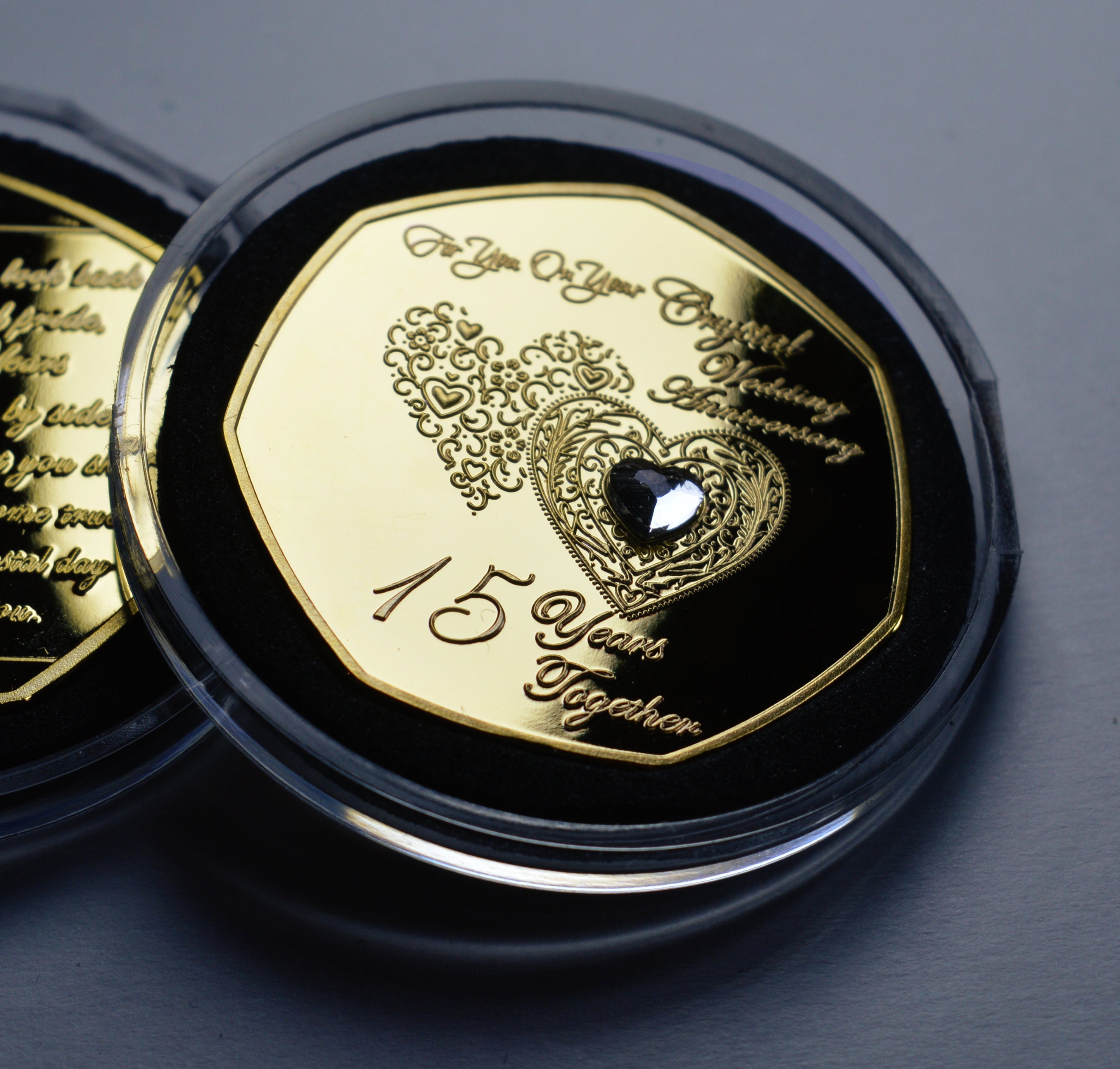 15th CRYSTAL WEDDING ANNIVERSARY 24ct Gold Commemorative With Etsy UK