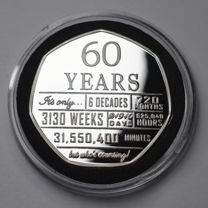 60th Birthday Silver Commemorative in Capsule. Gift/Present Congratulations/Party/Celebration/Ideas Celebrating 60 Years Sixty Sixtieth image 1