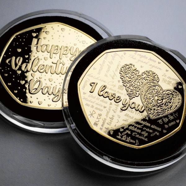 Happy Valentine's Day 'I Love You' 24ct Gold Commemorative in Capsule. Husband/Wife/Girlfriend/Boyfriend/Partner Gift/Present