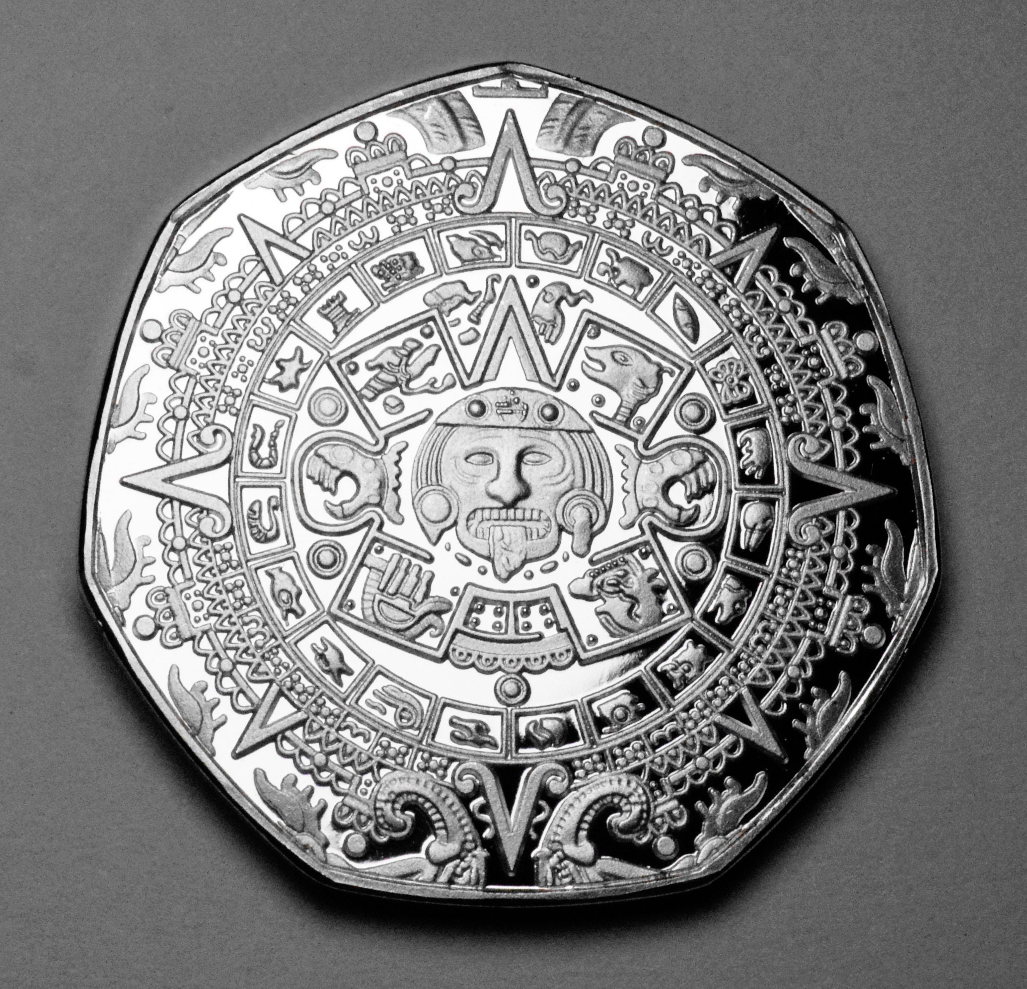 アステカ カレンダー シルバー 記念品。マヤ/マヤ/メキシコ/メキシカ