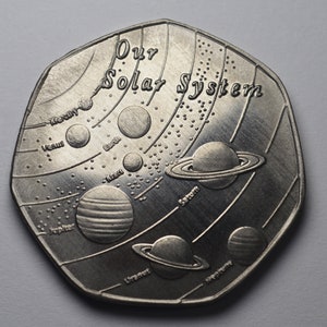 Pair of SOLAR SYSTEM Commemoratives in Free Standing 50p Coin Display ...