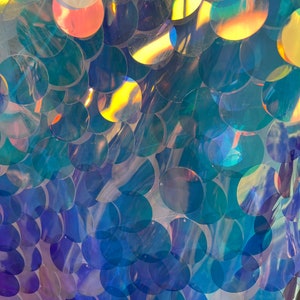 New jumbo iridescent palette sequin  on white mesh fabric 54" inch sold by the yard