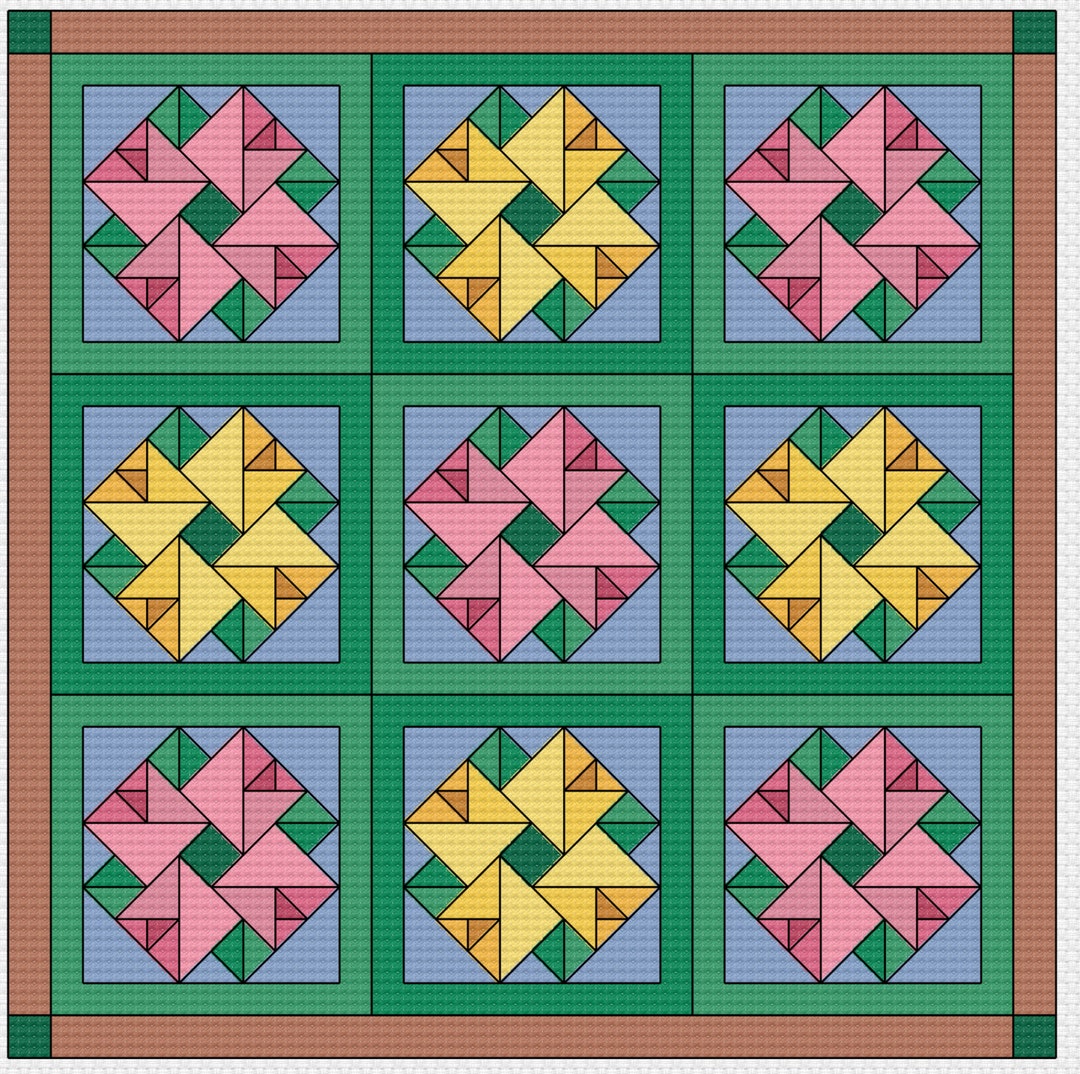 Cross Stitch Pattern Quilt Block Double Aster Etsy