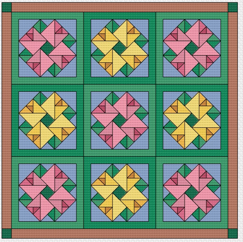 Cross Stitch Pattern Quilt Block Double Aster - Etsy