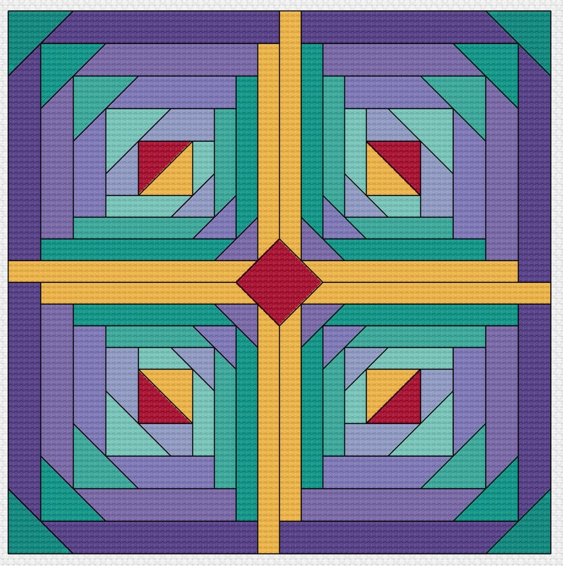 Cross Stitch Pattern Quilt Block Log Cabin/flying Geese sw Geese Etsy