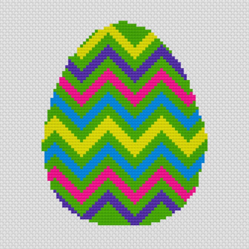 Cross Stitch Pattern Easter Egg in Chevron Pattern Etsy