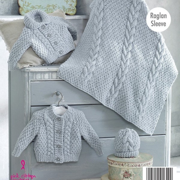 Modèle de tricot pour bébé : cardigan, bonnet et couverture (PDF téléchargeable)