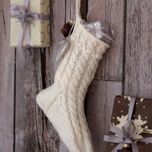 Christmas Stocking in Knitting Pattern 4 Ply (downloadable PDF) UK Terms