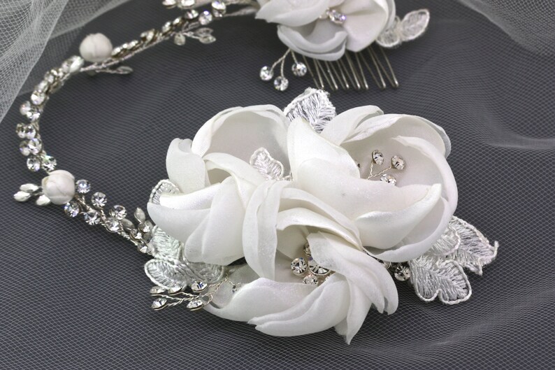 Bridal Hair Comb,Vintage Style Hair Comb,Double Sided Crystal Hair Comb,Wedding Hair Comb,Bridal Handmade Flower Hair Comb,Wedding Headpiece