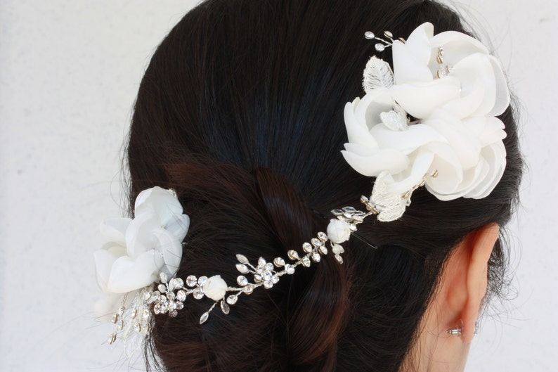 Bridal Hair Comb,Vintage Style Hair Comb,Double Sided Crystal Hair Comb,Wedding Hair Comb,Bridal Handmade Flower Hair Comb,Wedding Headpiece