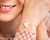 Chloe Heart and Heart Birthstone Personalised Bracelet Birthstone Jewellery Gift For Her Birthday Gift Bloom Boutique