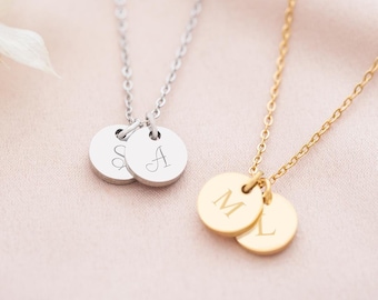 Asta Double Disc Personalised Initial Necklace • Initial Necklace • Gift For Her • Wedding Gift • Bloom Boutique