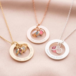 Family Eternal Ring and Birthstone Personalised Necklace • Wedding Gift • Gift For Her • Personalised Gift • Bloom Boutique