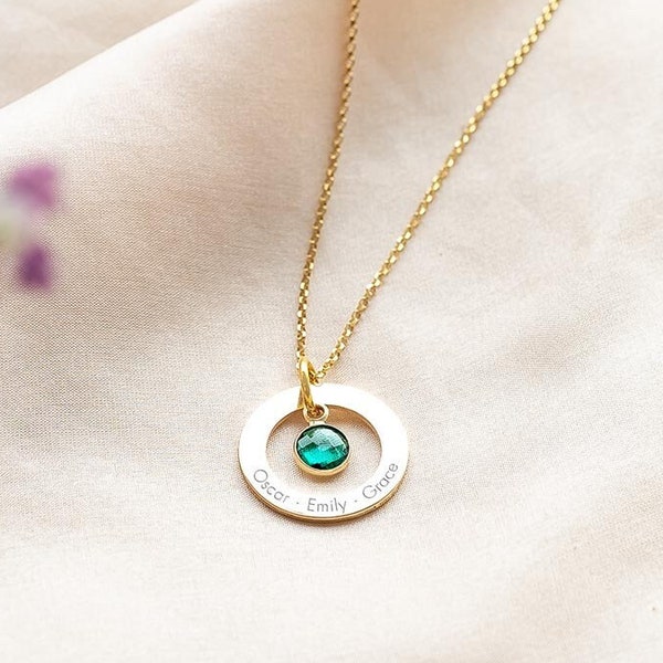 Eternal Ring and Birthstone Personalised Name Necklace • Wedding Gift • Gift For Her • Wedding Gift • Bloom Boutique