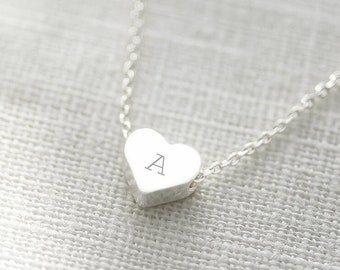 Silver Mini Heart Initial Personalised Necklace • Heart Necklace • Gift For Her • Wedding Gift • Bloom Boutique