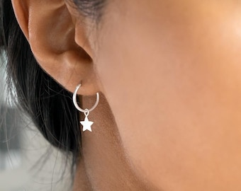 Sterling Silver Star Hoop Earrings • Friendship Jewellery • Gift For Her • Wedding Gift • Bloom Boutique