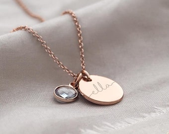 Esme Eerste Geboortesteen Gepersonaliseerde ketting • Gepersonaliseerde sieraden • Cadeau voor haar • Huwelijkscadeau • Bloom Boutique