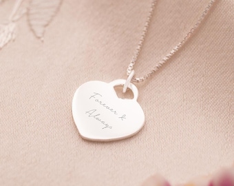 Sterling Silver Heart Charm Personalised Message Necklace • Personalised Jewellery • Gift For Her • Christmas Gift • Bloom Boutique
