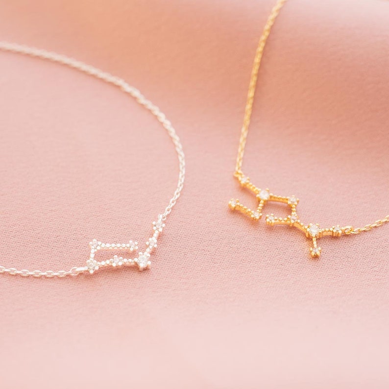 Gold Sagittarius Zodiac Constellation Bracelet and Silver Taurus Zodiac Constellation Bracelet Product Shots