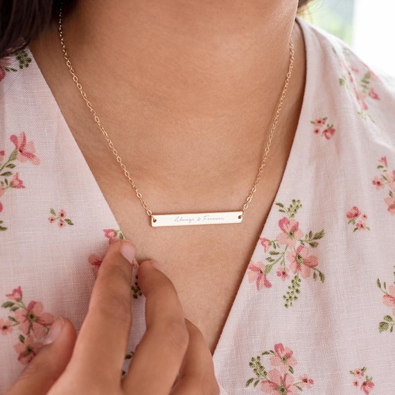 Personalised name shop bar necklace