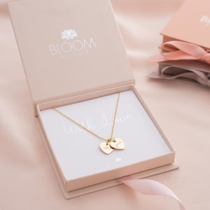 Luxury Ribbon-Tied Gift Box with necklace and foil gift card