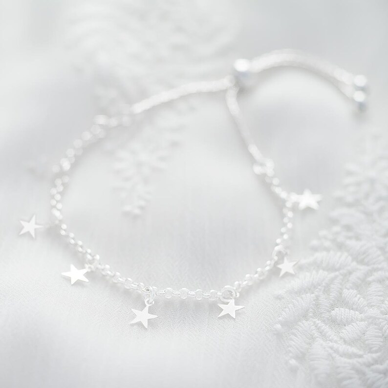Sterling Silver Star Slider Personalised Bracelet