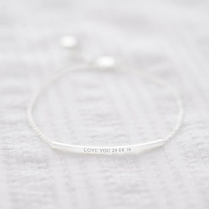 Silver Bracelet Product Shot with Message and Date Engraved Personalisation