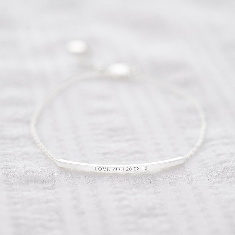 Silver Bracelet Product Shot with Message and Date Engraved Personalisation