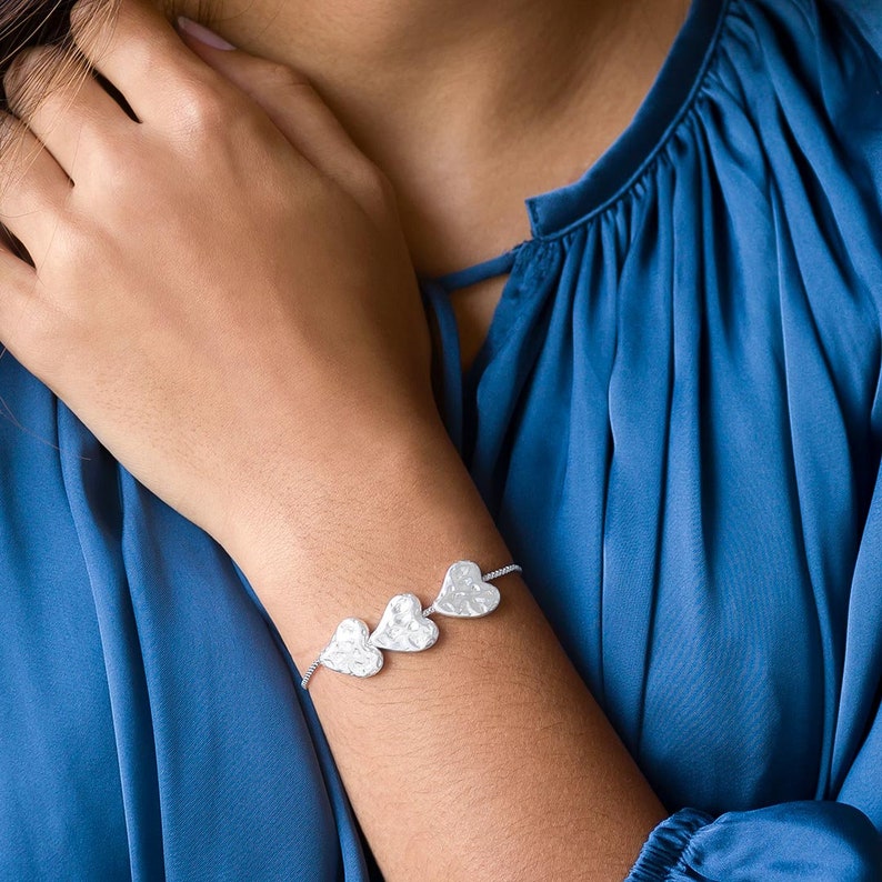 Alida Triple Heart Slider Personalised Bracelet