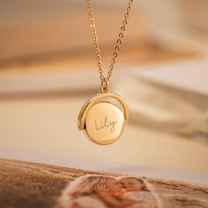 Colar com nome personalizado e giratório redondo • Colar giratório • Presente para ela • Presente de casamento • Bloom Boutique