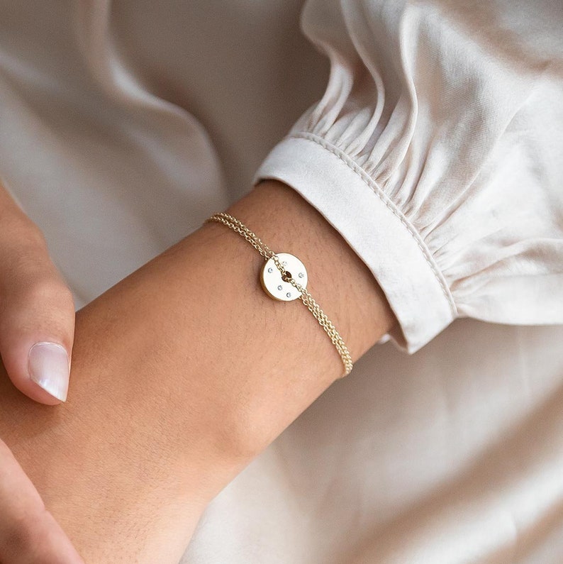 Personalised Constellation Birthstone Bracelet available in champagne gold plated