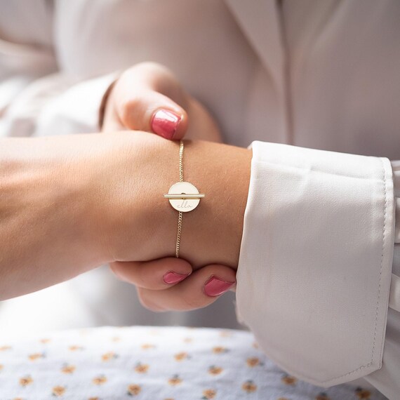 Martha Disc and Bar Personalised Bracelet Name Jewellery Gift for Her Wedding Gift Bloom Boutique Etsy UK