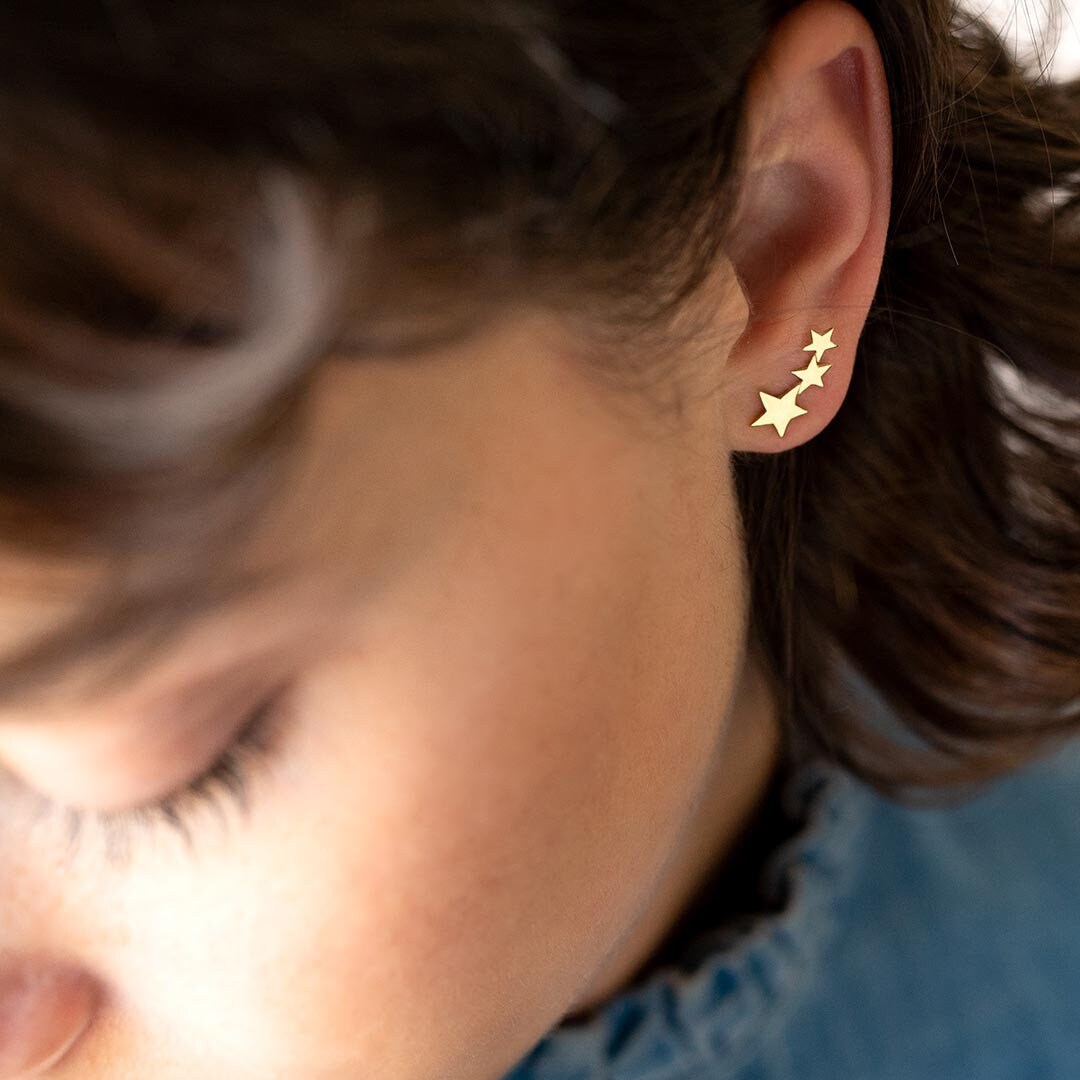 Shooting Star Sterling Silver Chain Link Earrings main image 0