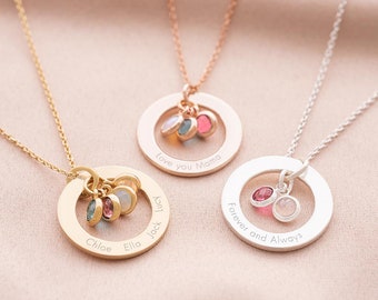 Familie Ewiger Ring und Geburtsstein Personalisierte Halskette • Personalisierter Schmuck • Geschenk für Sie • Hochzeitsgeschenk • Bloom Boutique