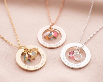 Collana personalizzata con anello eterno della famiglia e pietra portafortuna • Gioielli personalizzati • Regalo per lei • Regalo di nozze • Bloom Boutique