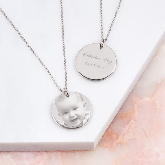 Etched Photo Disc Personalised Necklace * Photo Jewellery * Gift for Her * Wedding Gift * Bloom Boutique