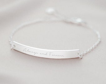 Silber Cherie Message Bar Personalisiertes Armband • Schmuck mit Gravur • Geschenk für Sie • Hochzeitsgeschenk • Bloom Boutique