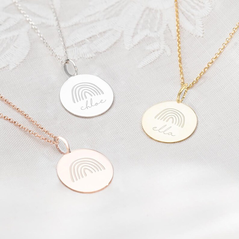Sterling Silver Rainbow Personalised Name Necklace