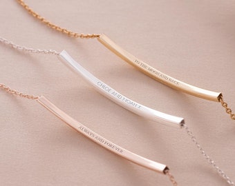 Mensaje oculto Curved Skinny Bar Pulsera personalizada • Minimalista • Regalo para ella • Regalo de bodas • Bloom Boutique