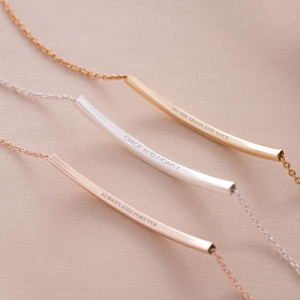 Mensaje oculto Curved Skinny Bar Pulsera personalizada • Minimalista • Regalo para ella • Regalo de bodas • Bloom Boutique