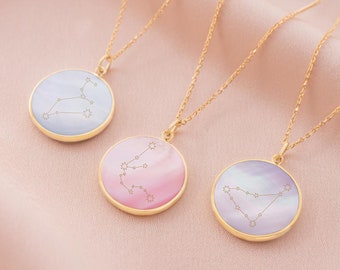 Mother of Pearl Zodiac Constellation Personalised Necklace • Zodiac Jewellery • Gift For Her • Wedding Gift • Bloom Boutique