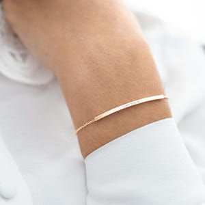 Curved Skinny Bar Personalised Message Slider Bracelet • Wedding Gift • Gift For Her • Wedding Gift • Bloom Boutique